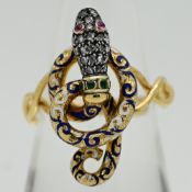 1 Damenring "Schlange" undeutl. gest./wohl GG 18ct.