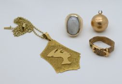 1 Kette GG 14ct. mit Anhänger GG 18ct. "Ägypten"