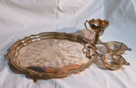 1 Posten Silber 925 England: Tablett und Schalen, Asp.