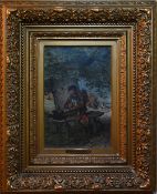 1 Pendant Gemälde sign. G. Kotschenreiter (wohl 1854-1908) "Wandergesellen"