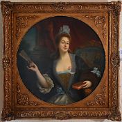 1 Ölgemälde 19.Jh., unsign. „Elegante Dame mit Fächer“ evtl Jean du Nuoy (?)