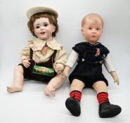 2 Puppen: 1x gem. S.F.B.J. 236 Paris (wohl Société Francaise de Fabrication de Bébés & Jouets, Paris