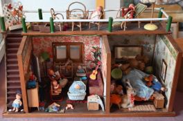 1 Puppenstube wohl 1950er Jahre mit Zubehör