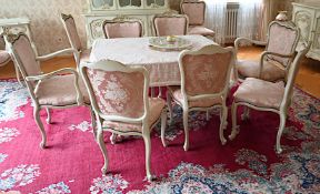 1 komplettes helles Zimmer im Chippendale-Stil 1950er/60er Jahre, rosa Bezug, bestehend aus: