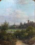 1 Ölgemälde „Holländische Landschaft mit Windmühle“