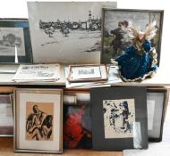 1 Posten Bilder: Gemälde / Drucke versch. Künstler und Motive, Lampe, Engel u.a. je Asp.