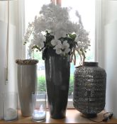4 Vasen: Glas/Ton, max. H ca. 80cm,
