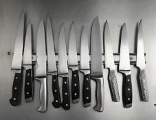 1 Konvolut lose Gastronomie-Küchenteile und Geräte, wie z.B. Messer, Schöpfkellen,