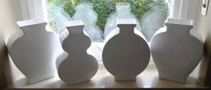 4 Vasen "LANDO", Keramik, weiß glasiert, versch. Formen,