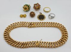 2 Armbänder wohl identisch zum Zusammenschließen für Collier je GG 18ct. 