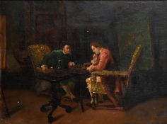 1 Ölgemälde/Vorstudie "Das Schachspiel" l.u. sign. MEISSONIER 