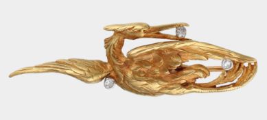 Brosche, um 1920-30, 18 K GG und WG, 