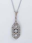 Collier, um 1910-20, 14 K WG, platiniert, 