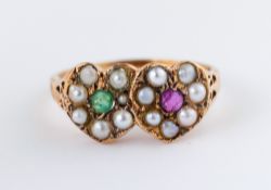 Ring, England, um 1900, 375 Roségold, 