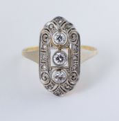 Ring, um 1910-20, 585 GG und WG, 