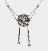 Collier, um 1910-20, Silber und 14 K GG, 