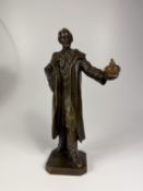 Historische Bronzefigur "Mann mit Krone"