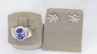 KONVOLUT SCHMUCK MIT BRILLANTEN UND TANSANIT