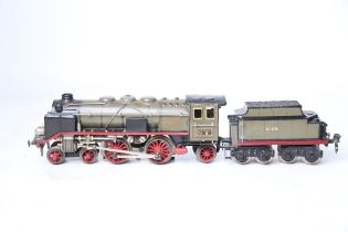 Märklin S 0, CER 66/2920 Dampflok mit Tender grau, 20V. Origial markiert mit Zahl 4128 am Tender und