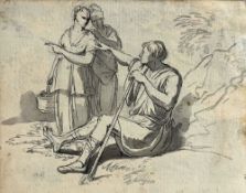 Jean-Antoine Constantin d’Aix( 1756-1844), Classical Genre Scene with Three Figures