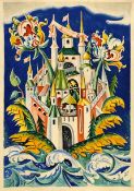 Sergey Chekhonin (1878-1936), Decorative Composition with Figure and Floral Motifs