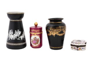 A LIMOGES CYLINDRICAL LIDDED JAR