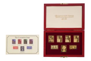 A CASED SET OF SILVER COMMEMORATIVE STAMPS