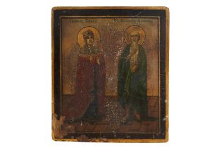 A 19TH CENTURY RUSSIAN ICON OF SAINT OLGA AND SAINT VLADIMIR