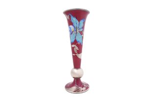 A ROSENTHAL VASE WITH SILVER OVERLAY