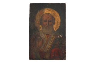 A 19TH CENTURY RUSSIAN ICON OF SAINT NICHOLAS