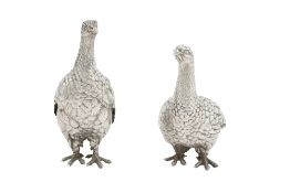PATRICK MAVROS: A PAIR OF SILVER MODELS OF GROUSE incuse Zimbabwe standard mark, London date letter 