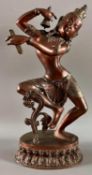 Asiatika Tempeltänzerin wohl Nepal / Tibet, wohl tanzende Dakini, ca. 37cm hoch