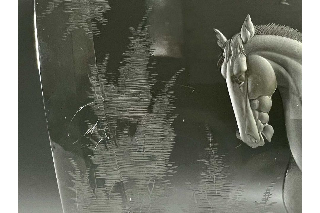 Vladimír Skála für Moser, Kristallglas Skulptur / Glasskulptur Pferd, Tiefengravur um 1993 - Bild 9 aus 9
