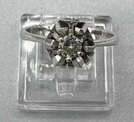 Gold 750 Ring, Solitärring mit Brillant, Ringgröße 52, ca. 3,2g