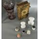 Biedermeier Konvolut 18./19. Jhdt., u.a. Glas Flakon, Überfangglas, Puppenköpfe, Buch-Schatulle - Bild 4 aus 20