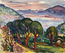 Rausch, Clara Louise (1921-2020), genannt Lallah, Aquarell Ansicht wohl bei Vence in Frankreich