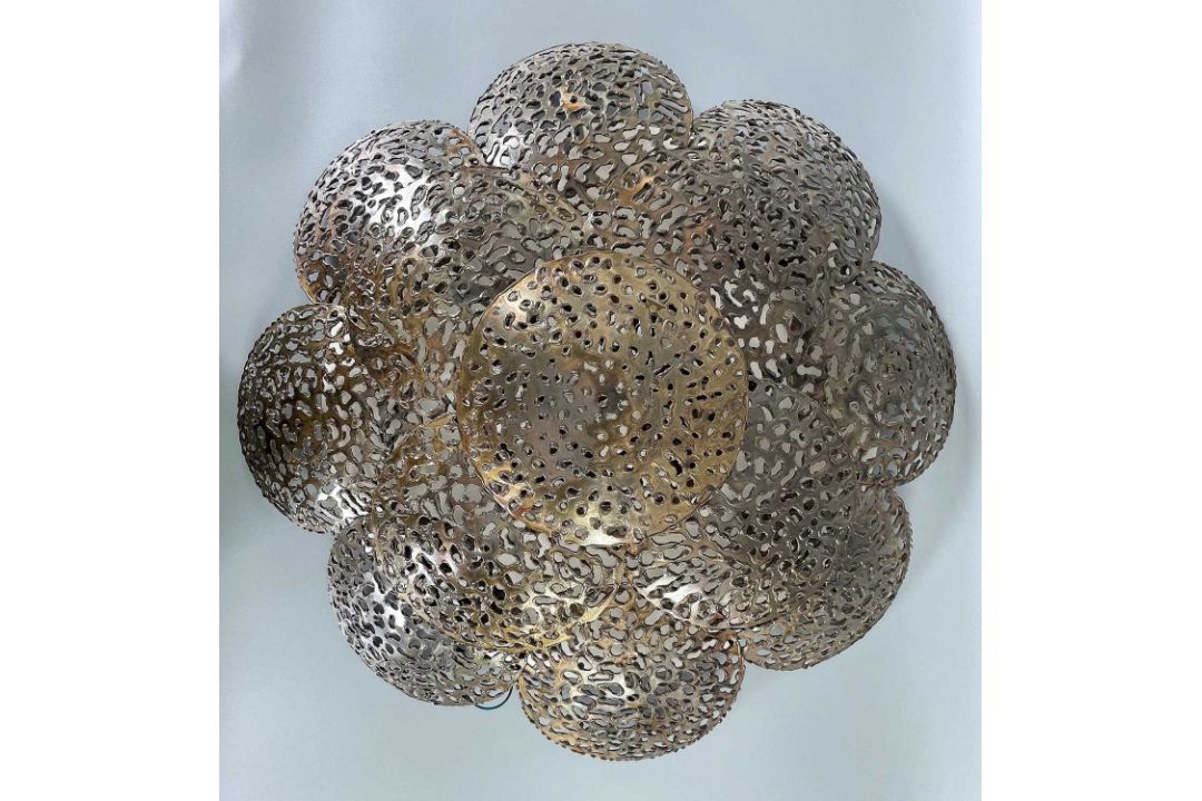 Wandlampe vintage Designer Brutalist lighting Mid Century Stil, ca. 64cm Durchmesser wohl Alu Bronze - Bild 1 aus 10