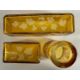 Böhmisches Glas, 3 teiliges Set mit Jagdmotiven, Bernstein Farben Amber - Bild 4 aus 4