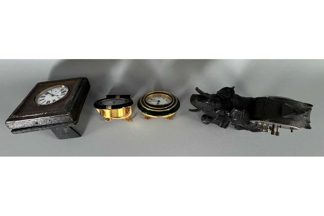 Tischuhren, Reiswecker und Figurenuhr Konvolut, 2x Cartier Paris, Asiatika Elefant und Taschenuhr - Bild 4 aus 24