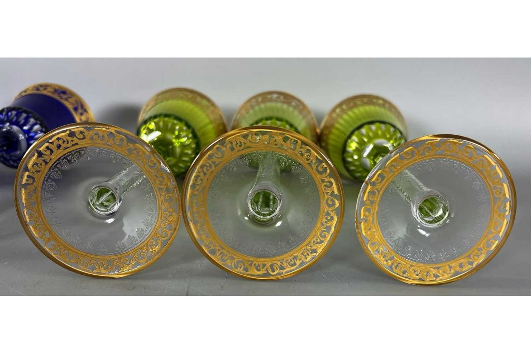 Wohl Saint Louis Thistle Gold, 6 farbige Römer Gläser, Weingläser - Bild 7 aus 8