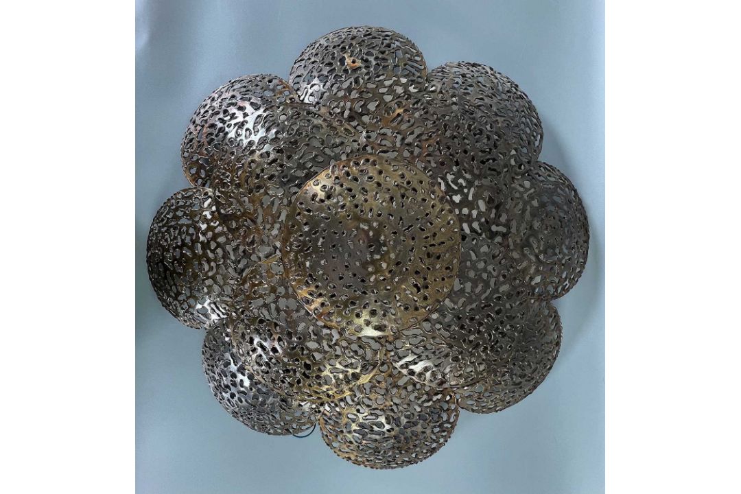 Wandlampe vintage Designer Brutalist lighting Mid Century Stil, ca. 64cm Durchmesser wohl Alu Bronze - Bild 3 aus 10