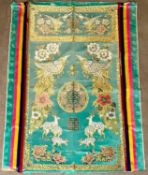 Asiatika Textil wohl Wandbehang doppeltes Glück 囍 wohl China, Hirsche, Phönix, vintage
