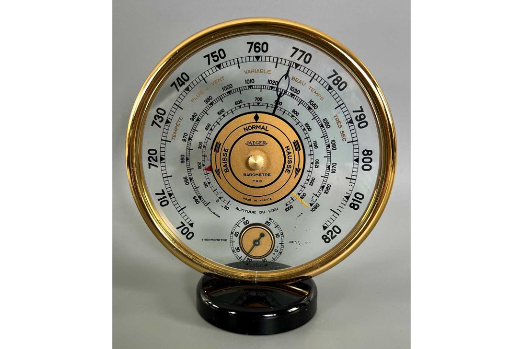 Zwei Barometer Jaeger vintage Wetterstation und Louis Théophile Hingre Herbelot Wandbarometer - Bild 13 aus 17