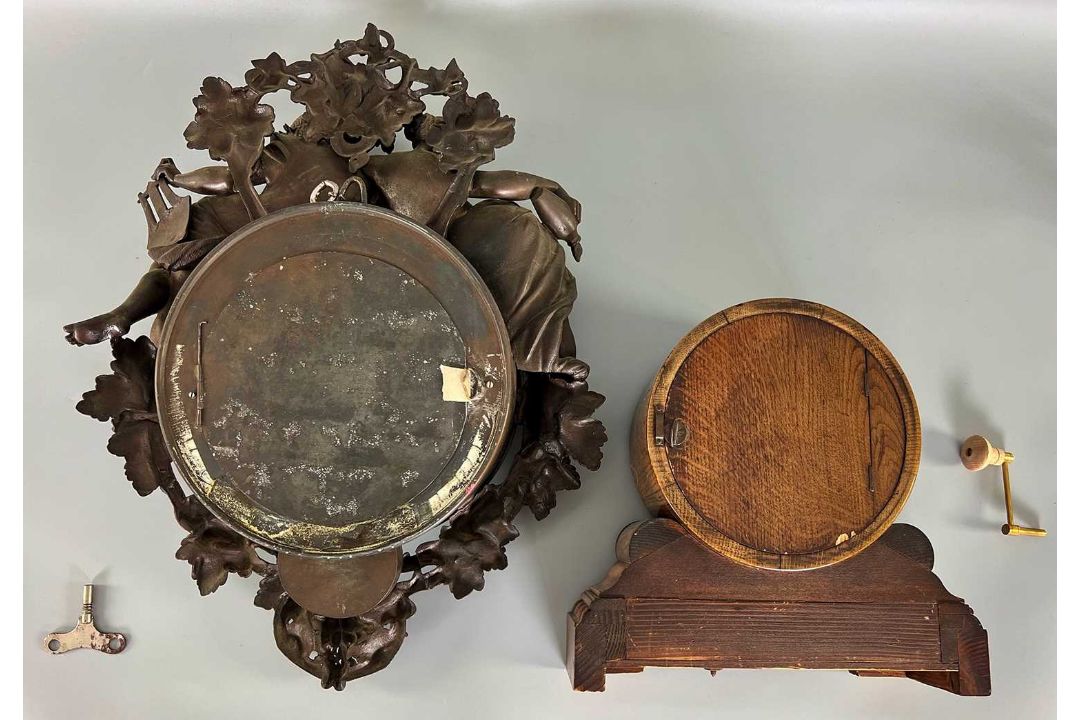 Wanduhr Japy Frères mit Figuren im Napoleon III Stil und Tischuhr H.A.C. 19./20. Jhdt. - Bild 3 aus 15