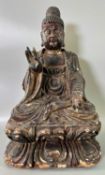 Asiatika Holzfigur sitzender Buddha wohl China wohl Qing-Dynastie
