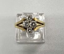Gold 585 Ring mit 4 Brillanten, Ringgröße 52, ca. 3,75g