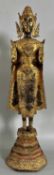 Asiatika Buddha Figur, wohl Thailand 19. Jhdt., vergoldete Bronze, ca. 53cm hoch