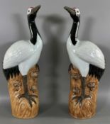 Asiatika Paar Keramik Figuren Kraniche, wohl China 20. Jhdt. 盛金生造 Jin Shengsheng