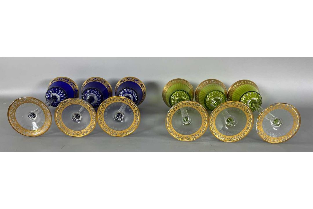 Wohl Saint Louis Thistle Gold, 6 farbige Römer Gläser, Weingläser - Bild 5 aus 8