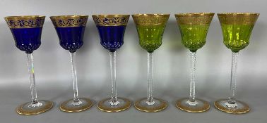 Wohl Saint Louis Thistle Gold, 6 farbige Römer Gläser, Weingläser